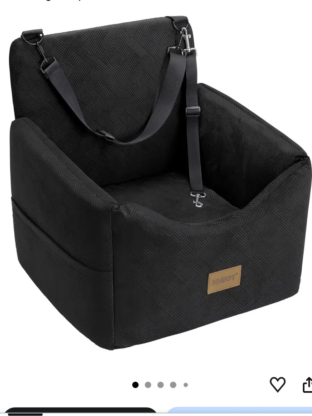 JOEJOY Black Dog Car Booster Seats for Small Medium Dogs Under 35lbs